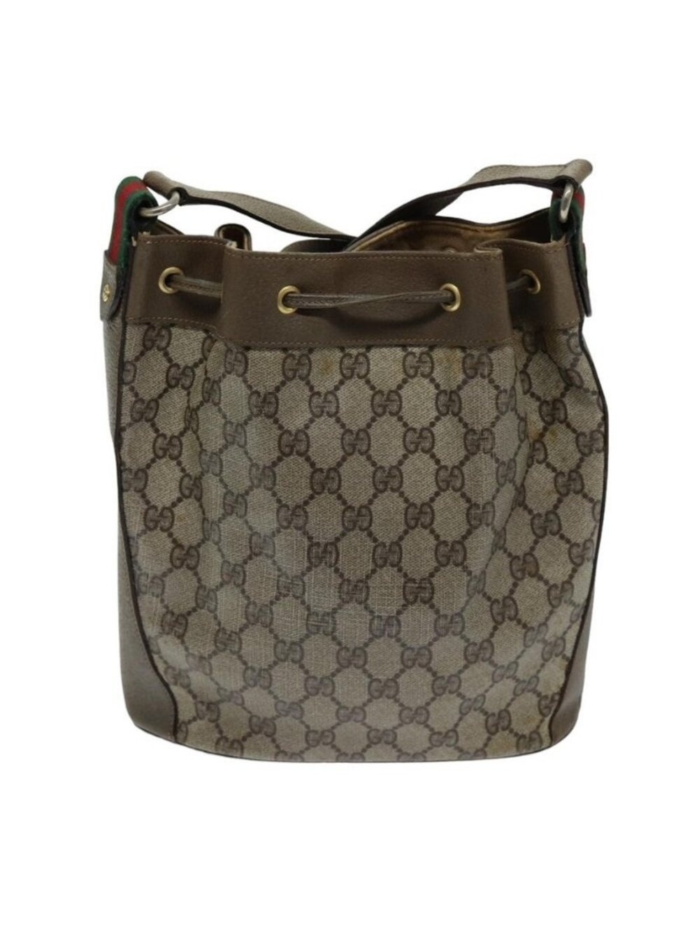 Authentic GUCCI Web Sherry Line GG Supreme Shoulder Bag Beige Red 41 02 034 - Picture 9 of 16